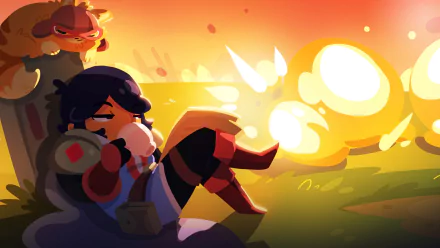 HD desktop wallpaper featuring characters from Full Metal Furies in action with an explosive backdrop.