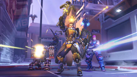 Pharah (Overwatch) Zarya (Overwatch) Hanzo (Overwatch) Bastion (Overwatch) Brigitte (Overwatch) video game Overwatch HD Desktop Wallpaper | Background Image