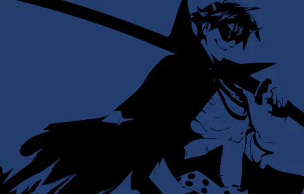Kamina (Tengen Toppa Gurren Lagann) in a bold blue-black silhouette, cape and outstretched arm in a dynamic pose — 4K Ultra HD anime PC desktop wallpaper/background.