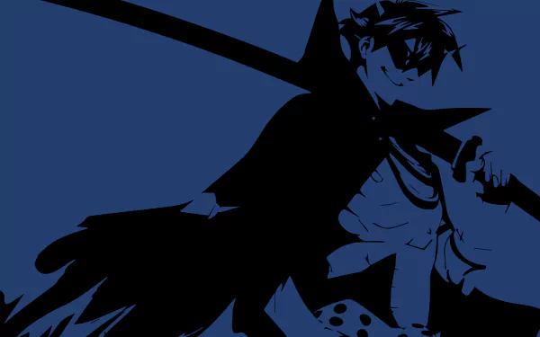 Kamina (Tengen Toppa Gurren Lagann) in a bold blue-black silhouette, cape and outstretched arm in a dynamic pose — 4K Ultra HD anime PC desktop wallpaper/background.