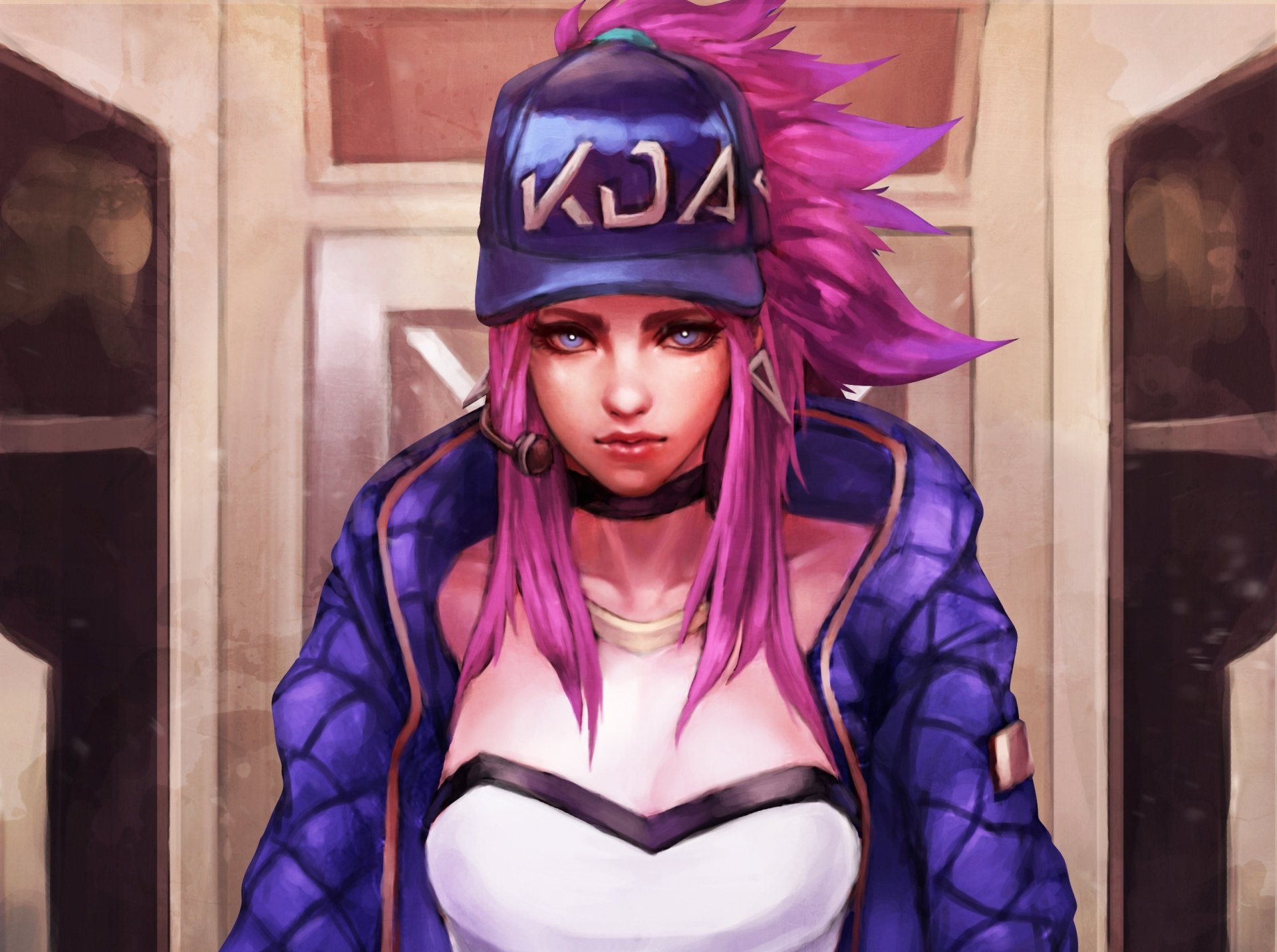 K/DA Akali — Pink-Haired, Blue-Eyed League of Legends HD Wallpaper ...