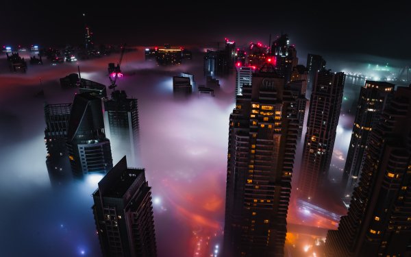 Man Made Dubai Cities United Arab Emirates Architecture Skyscraper Building Night HD Wallpaper | Background Image