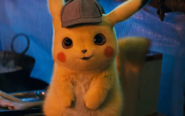 HD desktop wallpaper featuring Pikachu in a detective hat from the movie Pokémon Detective Pikachu.