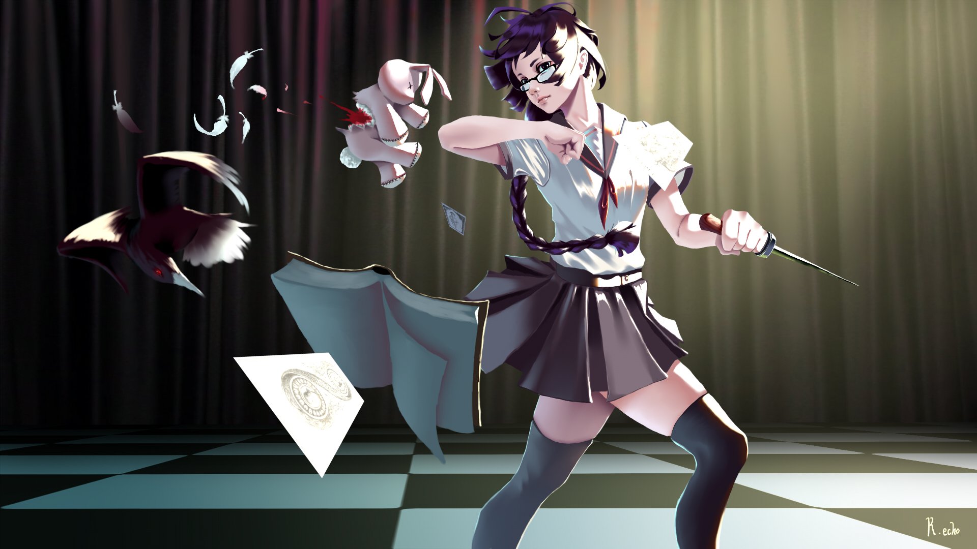 Download Glasses Anime Original HD Wallpaper by Recho