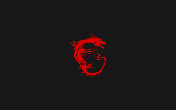 HD desktop wallpaper featuring a red MSI dragon logo on a black background, symbolizing technology and gaming power.