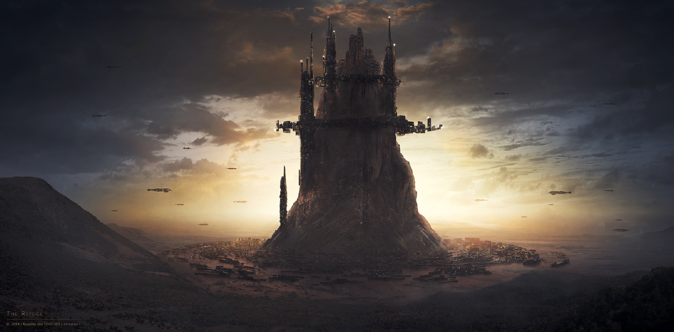 Download Sky Tower Landscape Sci Fi Building HD Wallpaper by Maxime des ...
