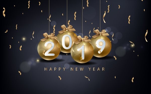 Holiday New Year 2019 Happy New Year Bauble HD Wallpaper | Background Image