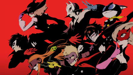 Yusuke Kitagawa Makoto Niijima Haru Okumura Futaba Sakura Ann Takamaki Ryuji Sakamoto Akira Kurusu Morgana (Persona) Anime Persona 5: The Animation HD Desktop Wallpaper | Background Image