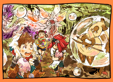 Naville (Monster Hunter Stories) Lilia (Monster Hunter Stories) Cheval (Monster Hunter Stories) Lute (Monster Hunter Stories) Anime Monster Hunter Stories: Ride On HD Desktop Wallpaper | Background Image