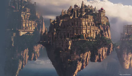 floating island sky fantasy city HD Desktop Wallpaper | Background Image