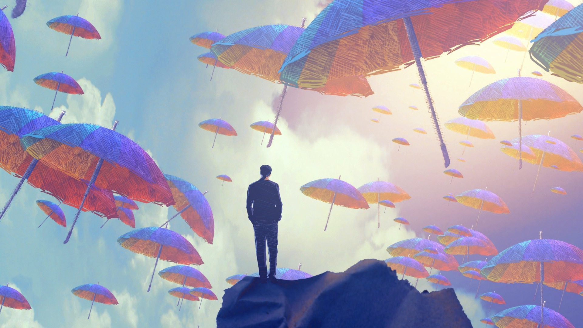 Standing among a sea of umbrellas by Jakub Grygier