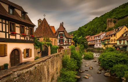 Alsace France Kaysersberg man made village HD Desktop Wallpaper | Background Image