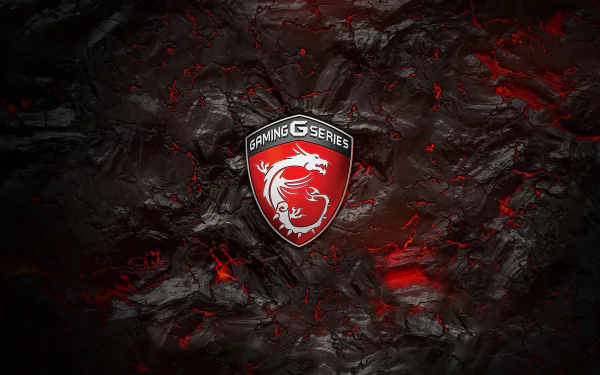 HD PC desktop wallpaper featuring the MSI Gaming G Series dragon emblem against a dark, textured background with red technological accents.