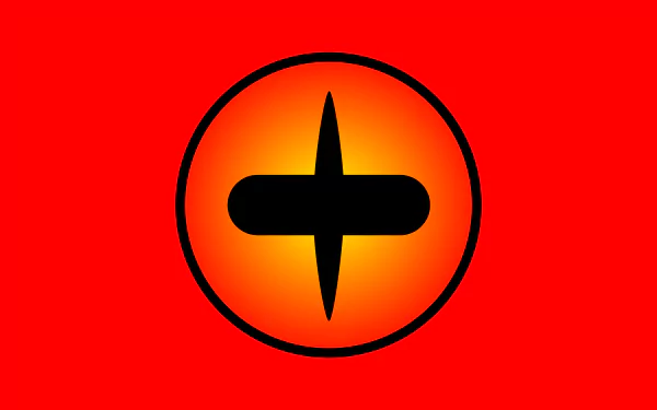 Minimalist 8K Ultra HD anime desktop wallpaper featuring Kurama from Naruto, with a bold red background and a stylized orange and black symbol.