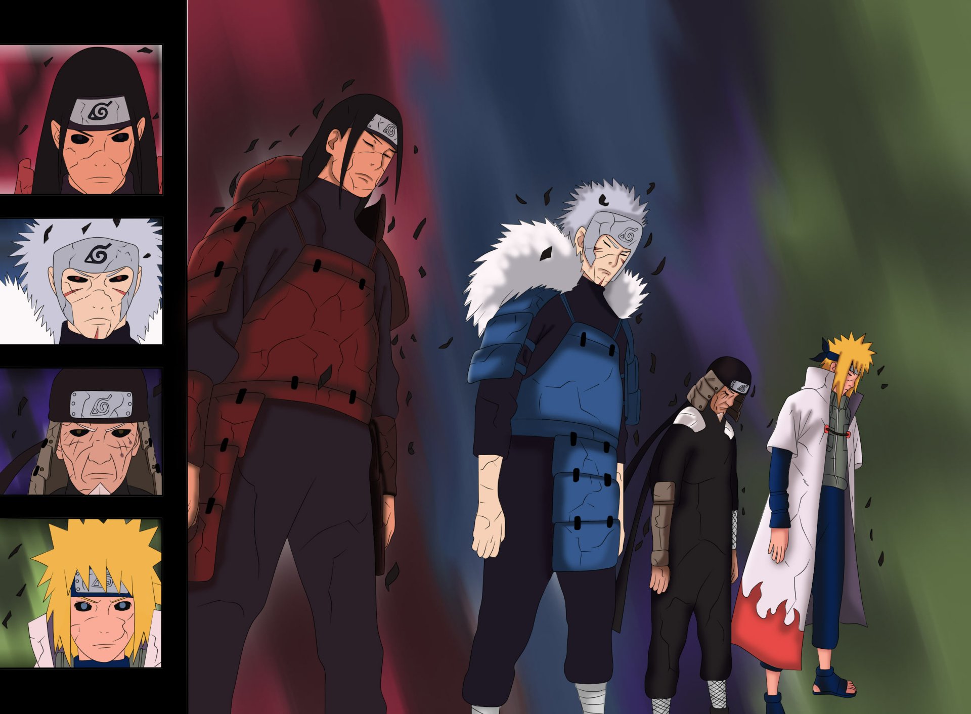 Download Hokage (Naruto) Hashirama Senju Tobirama Senju Hiruzen Sarutobi Minato Namikaze Anime Naruto HD Wallpaper by matt