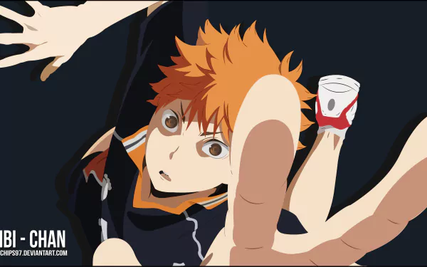 Shōyō Hinata from the anime Haikyū!! reaches out intensely, captured in vibrant detail on an 8K Ultra HD PC desktop wallpaper background.