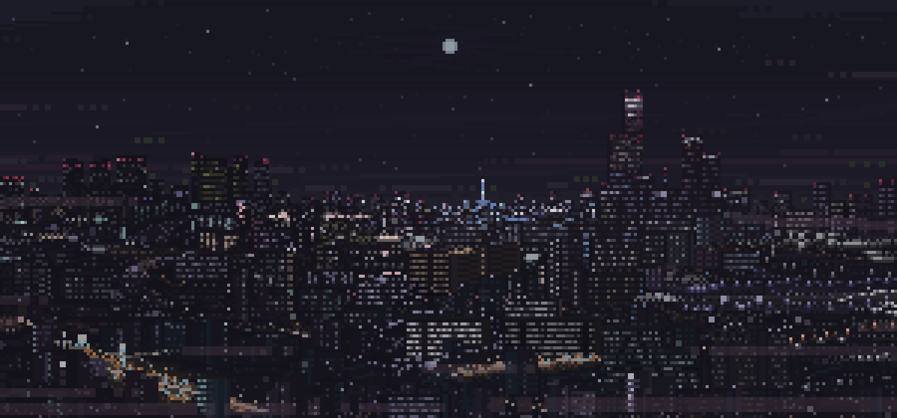 Pixel Art City Night Wallpaper - vrogue.co