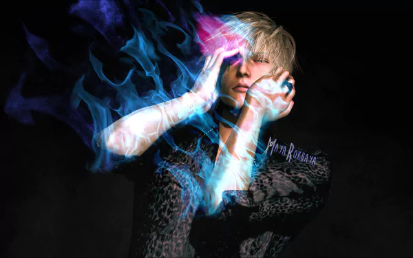 Ignis Scientia, video game character from Final Fantasy XV: stylized portrait with blue and pink energy swirls on a black backdrop — HD PC desktop wallpaper and background.