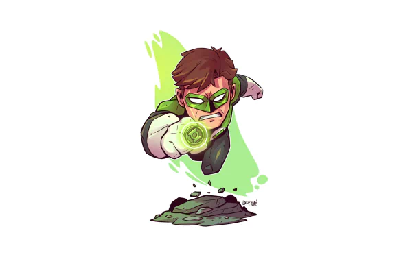 HD PC desktop wallpaper of Hal Jordan from DC Comics as Green Lantern, depicted in dynamic action with glowing green power ring.