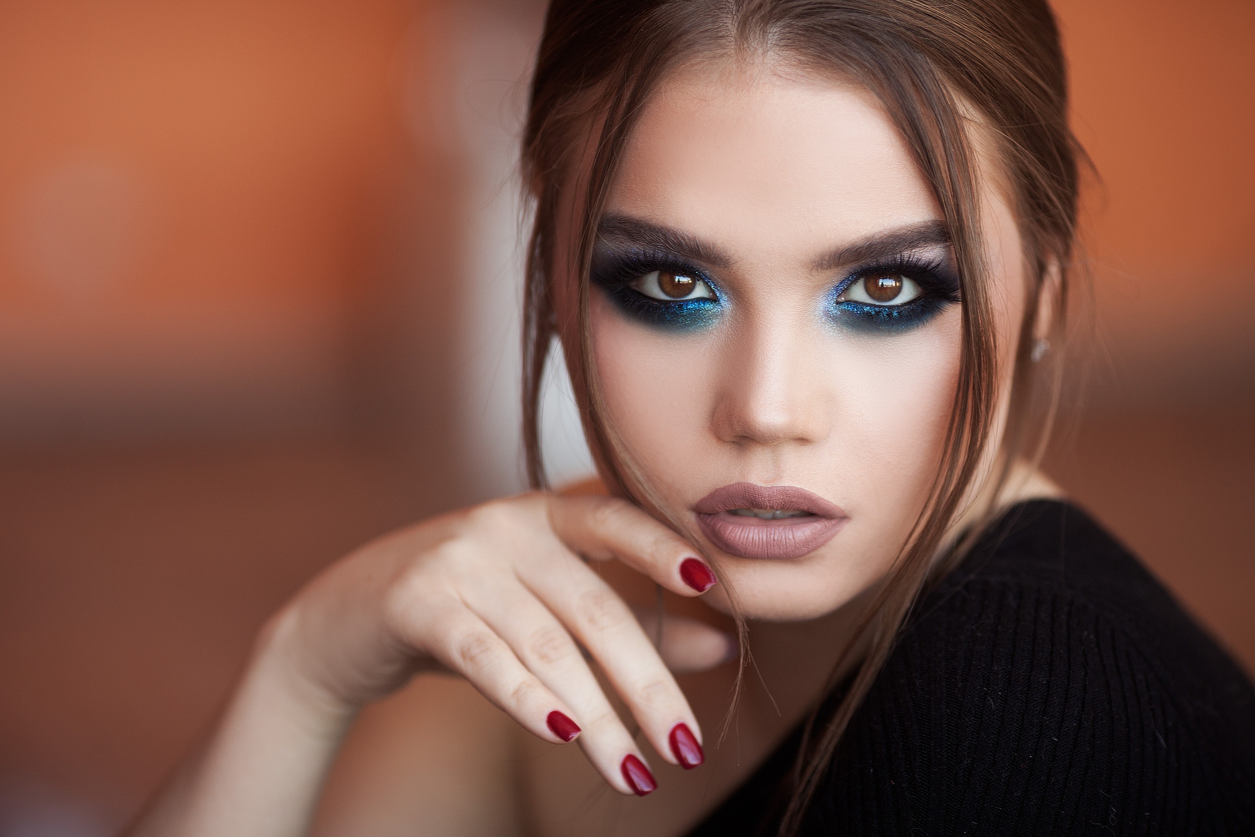 Download Brunette Makeup Brown Eyes Face Lipstick Woman Model Hd Wallpaper 3155