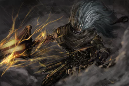 HD desktop wallpaper featuring the Nameless King from Dark Souls III, showcasing dynamic lightning and dark, stormy atmosphere.