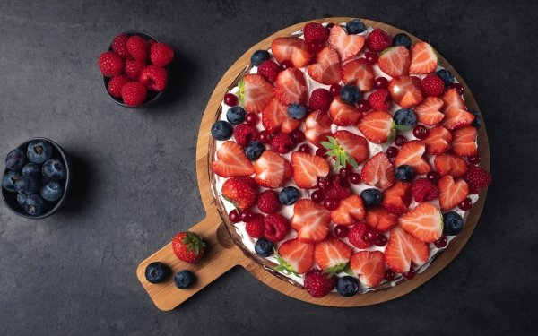 Food Cake Pastry Fruit Berry Strawberry Blueberry Raspberry HD Wallpaper | Background Image
