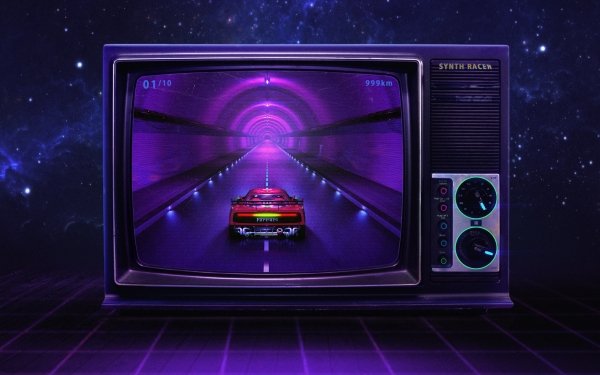 Vehicles Artistic Synthwave Road Ferrari Television HD Wallpaper | Background Image