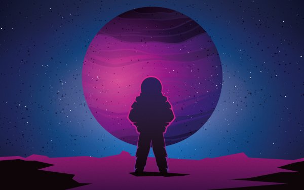 Sci Fi Astronaut Minimalist Planet HD Wallpaper | Background Image