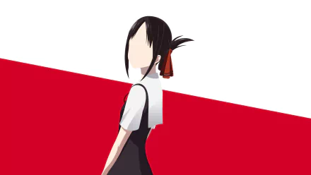 A colorful HD background featuring Kaguya Shinomiya from the anime Kaguya-sama: Love is War, showcasing her distinctive silhouette against a vibrant red backdrop.