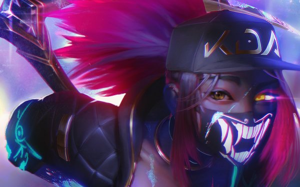 Video Game League Of Legends Akali Pink Hair HD Wallpaper | Background Image