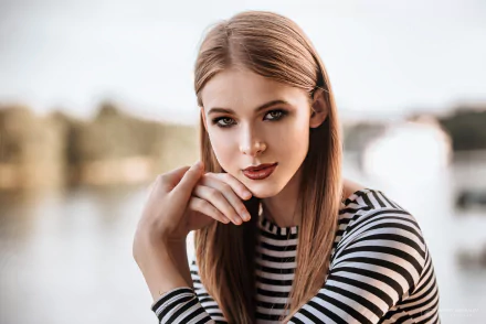 lipstick redhead depth of field woman model HD Desktop Wallpaper | Background Image