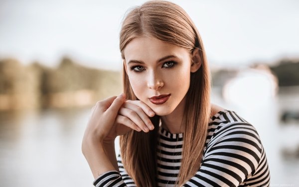 Women Model Depth Of Field Redhead Lipstick HD Wallpaper | Background Image