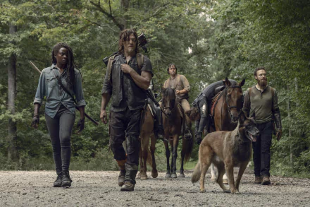 Eugene Porter Josh McDermitt Aaron (The Walking Dead) Ross Marquand Daryl Dixon Norman Reedus Michonne (The Walking Dead) Danai Gurira TV Show The Walking Dead HD Desktop Wallpaper | Background Image