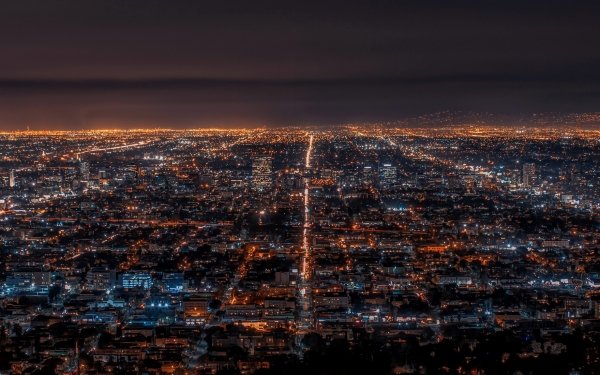 Man Made Los Angeles Cities United States USA City Cityscape Horizon Night HD Wallpaper | Background Image