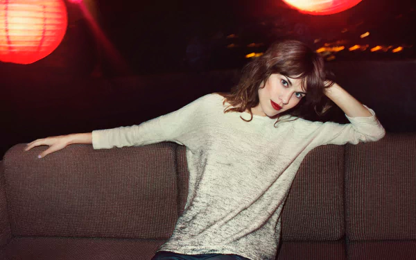 lipstick brunette blue eyes British model woman Alexa Chung HD Desktop Wallpaper | Background Image
