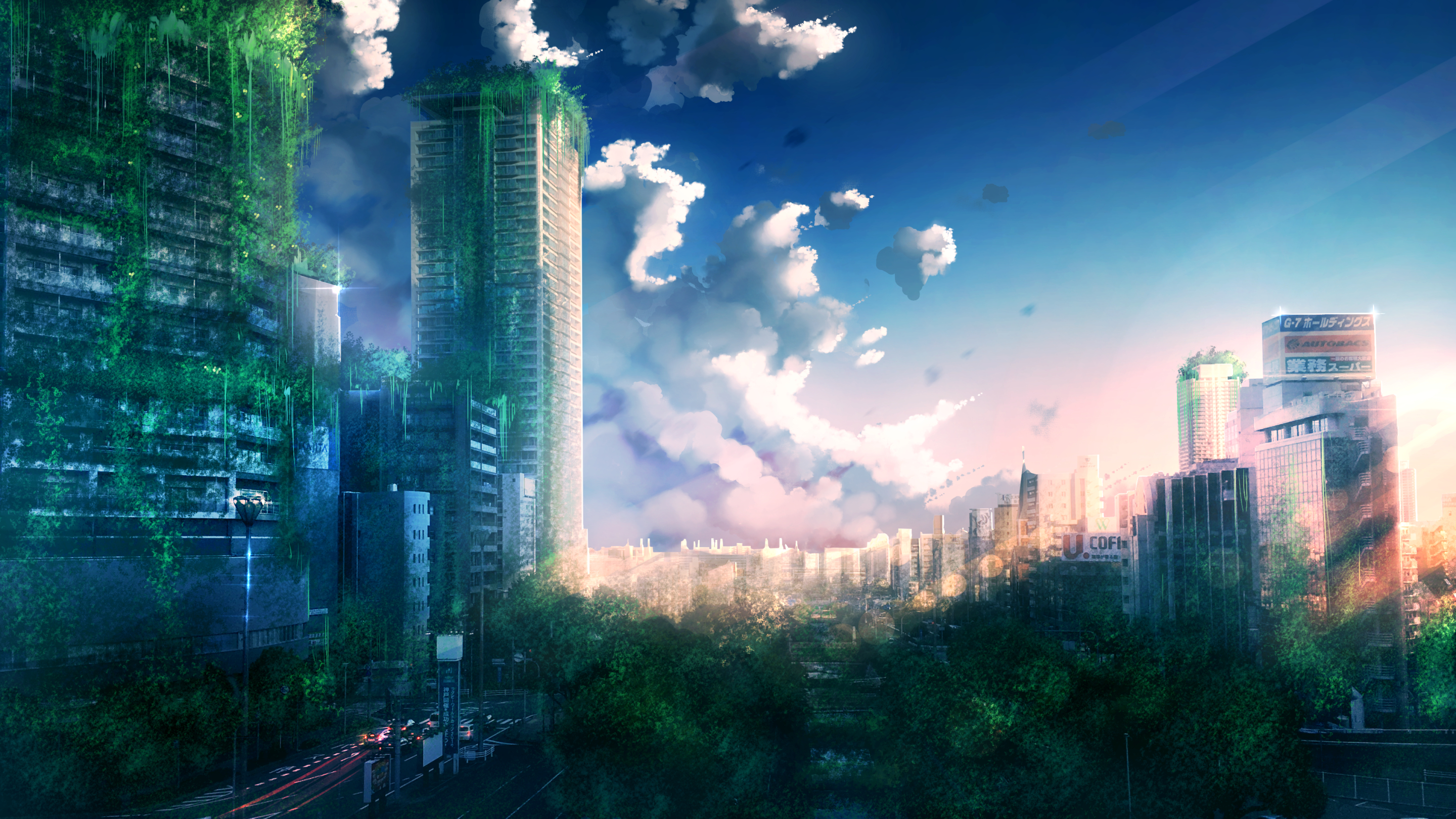 Anime City HD Wallpaper | Background Image