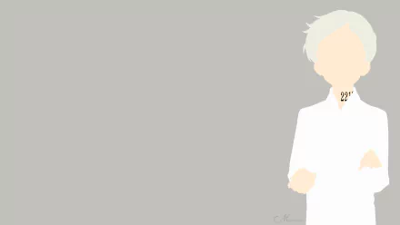 Minimalist HD wallpaper featuring Norman from The Promised Neverland, created in vector art style. Norman is depicted with his characteristic white hair against a plain background.