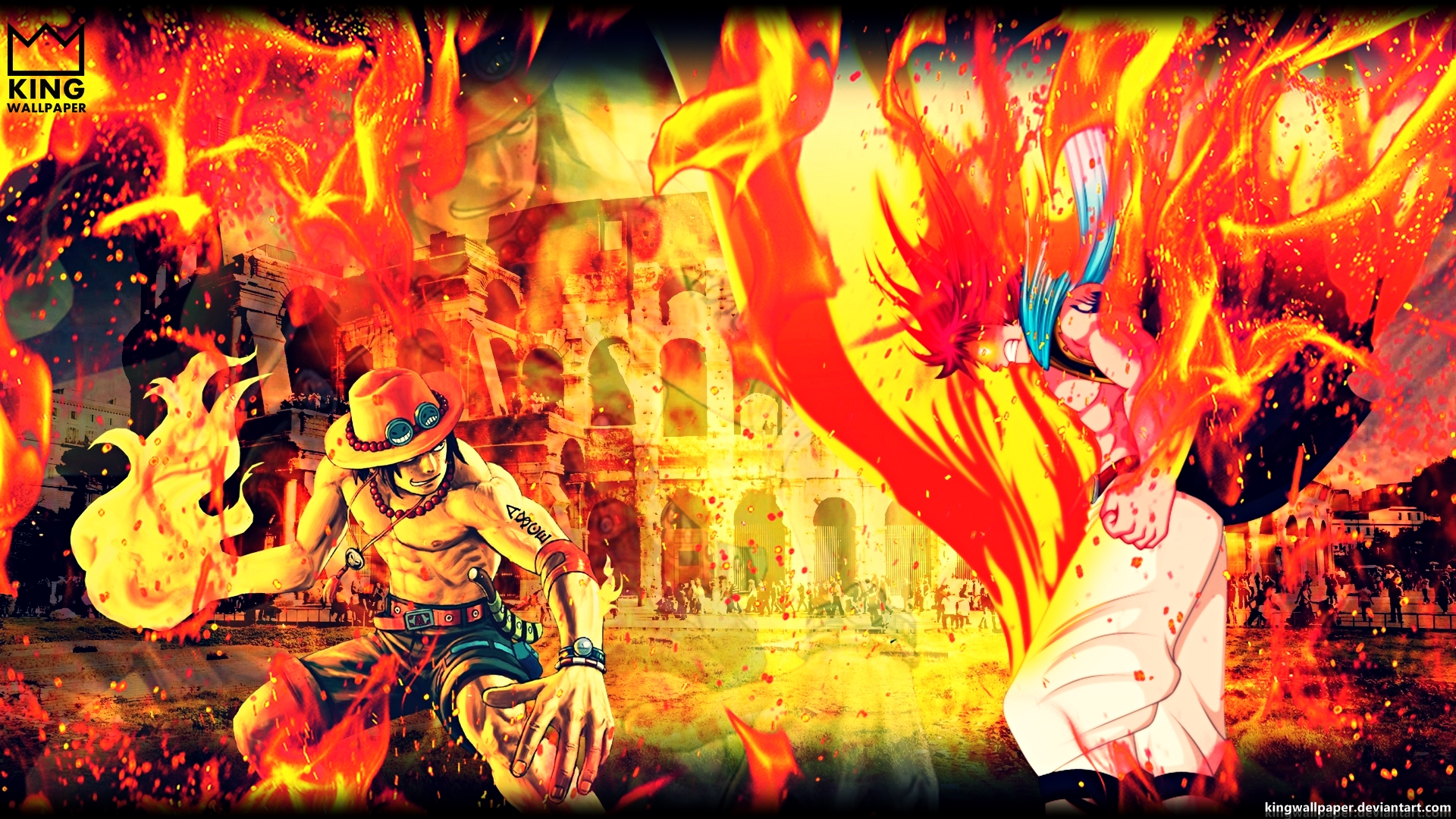 Download Portgas D. Ace Natsu Dragneel Anime Crossover HD Wallpaper by ...
