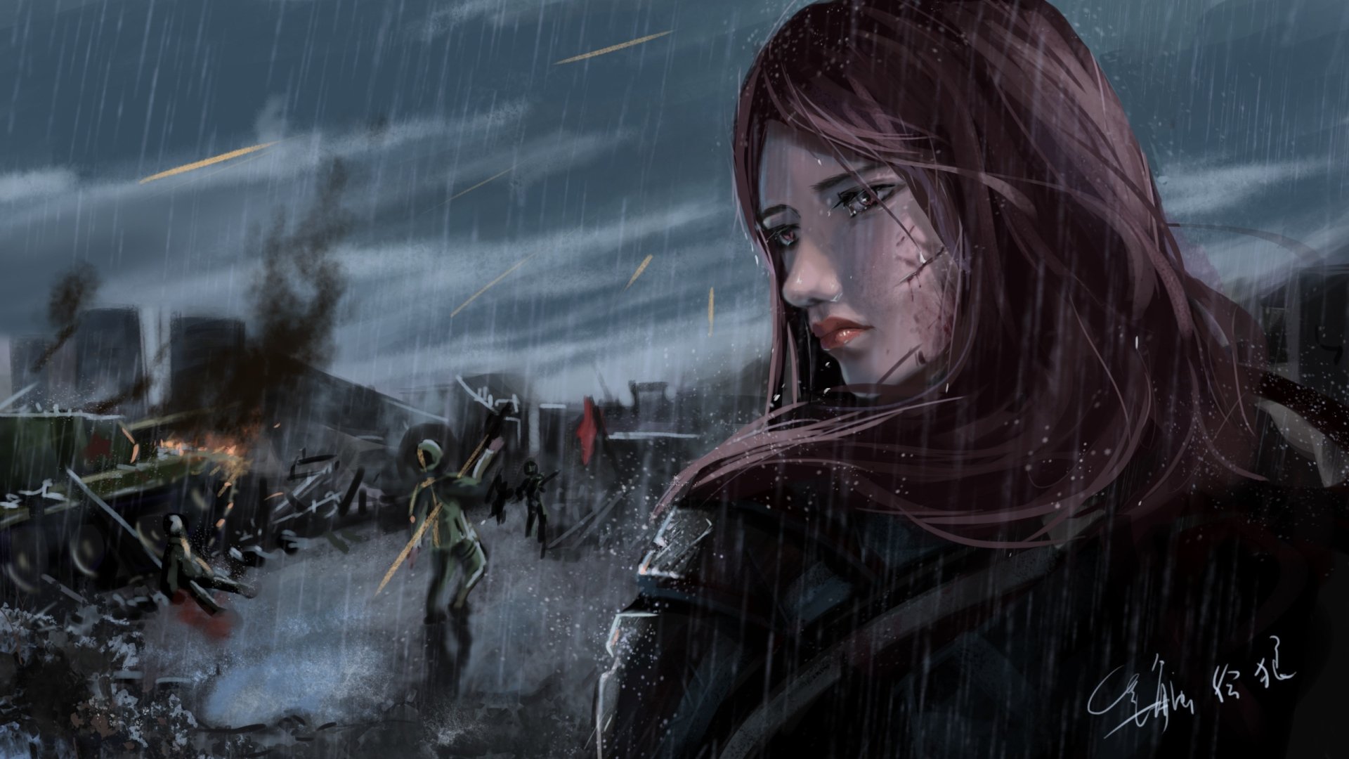 Download Military Artistic HD Wallpaper by 手绘狼群