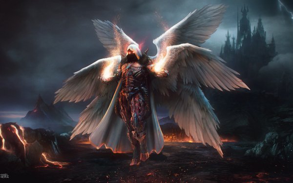 Fantasy Angel Dark Castle HD Wallpaper | Background Image
