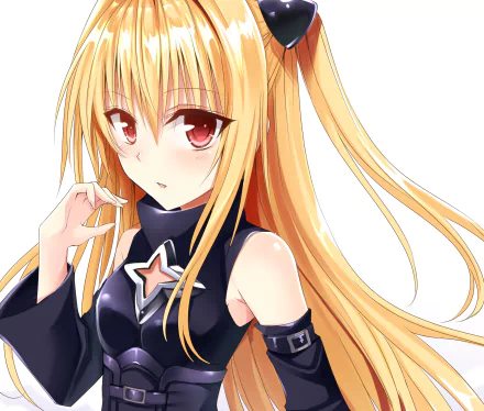 HD PC desktop wallpaper featuring Golden Darkness from the anime To Love-Ru: Darkness with flowing blonde hair and a dark outfit.