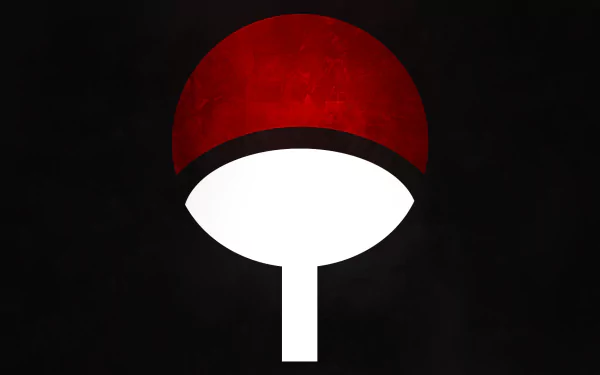 HD desktop wallpaper featuring the Uchiha Clan symbol from the anime Naruto, with a white and red design on a dark background.