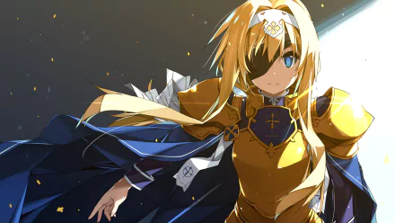 HD desktop wallpaper of Alice Zuberg from Sword Art Online: Alicization, featuring her in armor with an eye patch and blonde hair.