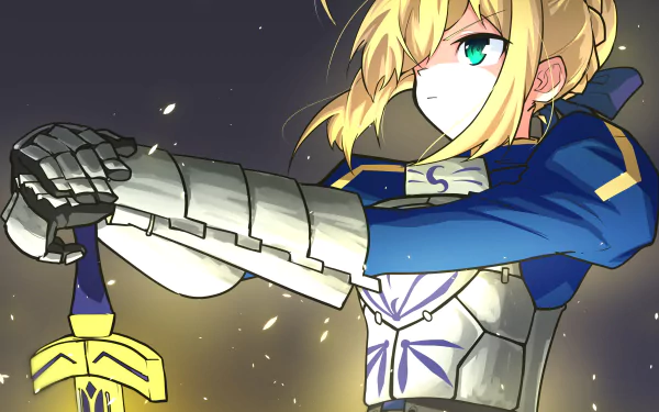 HD PC wallpaper featuring Artoria Pendragon, also known as Saber from the Fate series, depicted in anime style from Fate/Grand Order.
