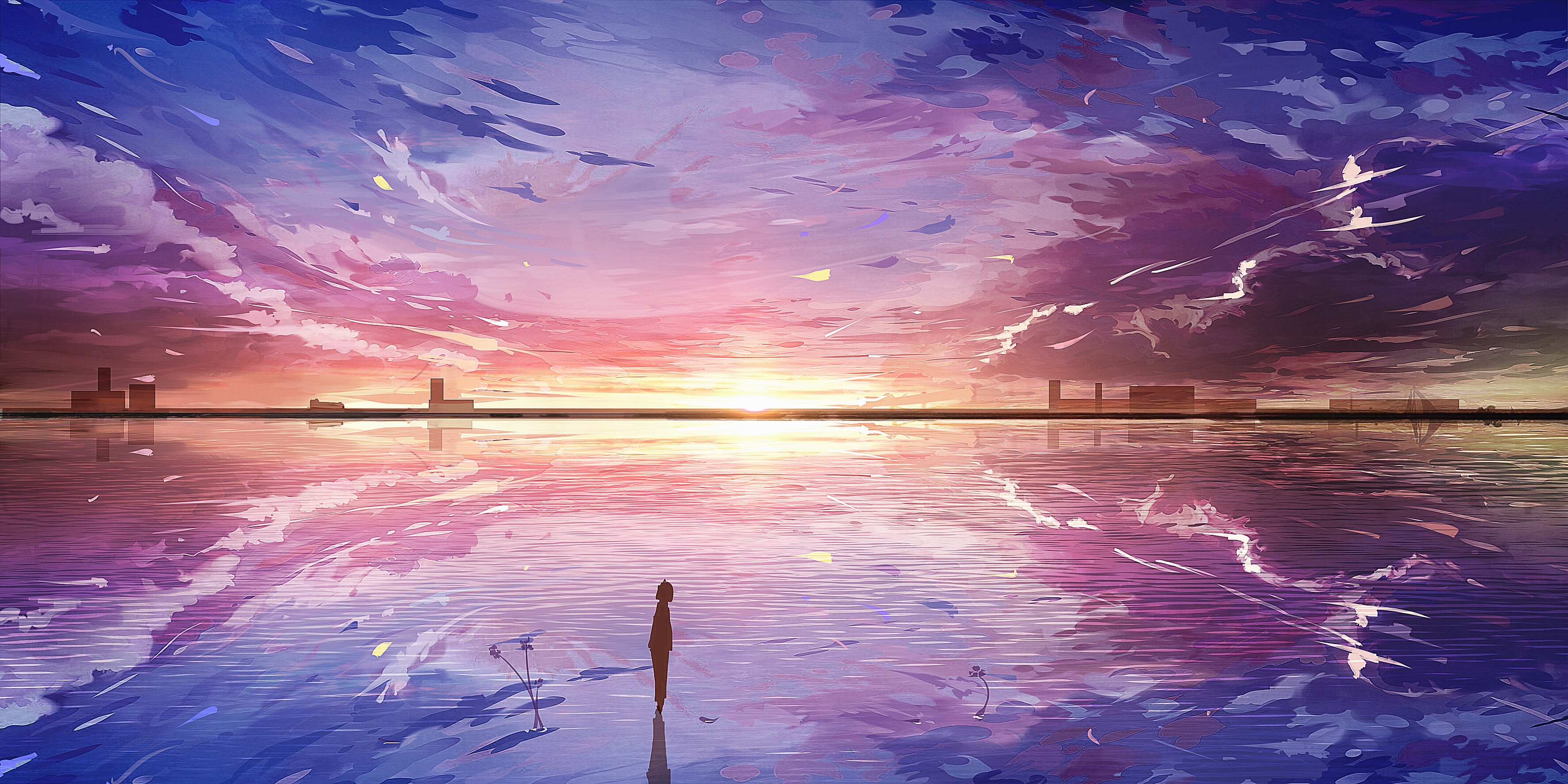 Anime Sunset HD Wallpaper by Lifeline