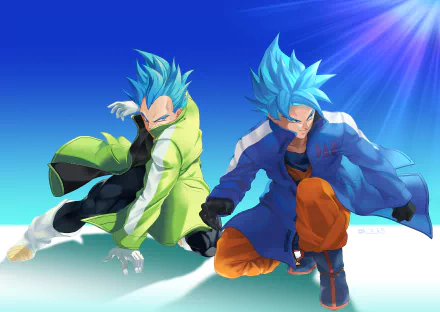  Goku and Vegeta SSJ Blue by ksuke