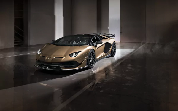 brown car supercar car Lamborghini Lamborghini Aventador vehicle Lamborghini Aventador SVJ HD Desktop Wallpaper | Background Image