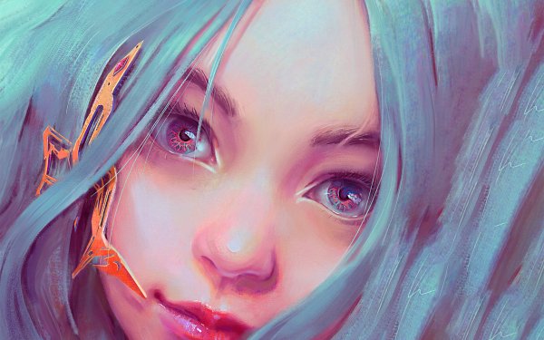 Fantasy Women Blue Hair Face HD Wallpaper | Background Image