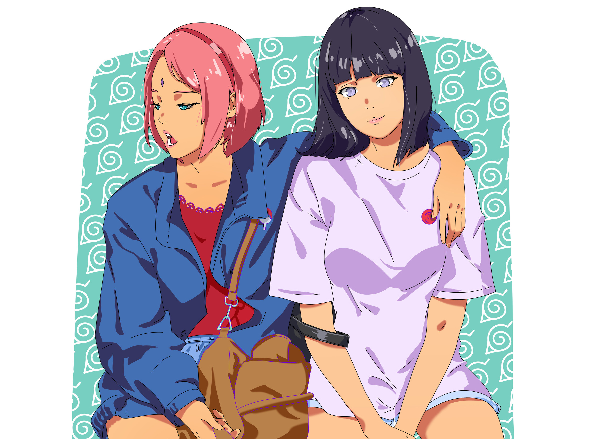 Sakura and Hinata by Godstime Ojinmah