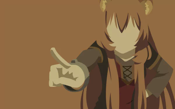 HD desktop wallpaper featuring Raphtalia from the anime The Rising of the Shield Hero (Tate no Yuusha no Nariagari), shown in a minimalist style pointing forward with a determined expression.